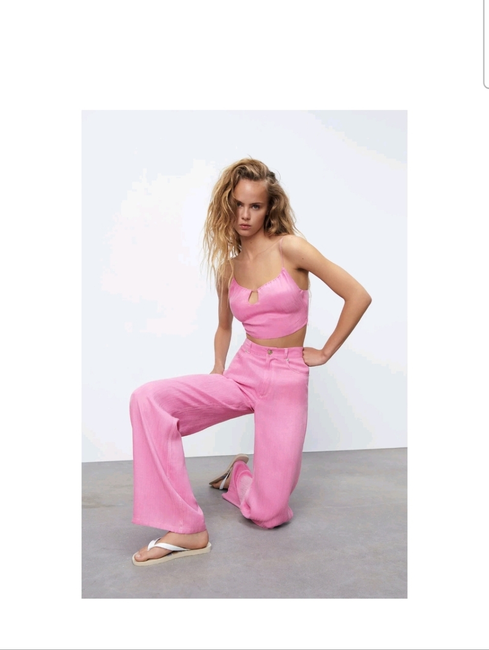 Zara Pink Two-Piece Crop Top &  Pants Set
